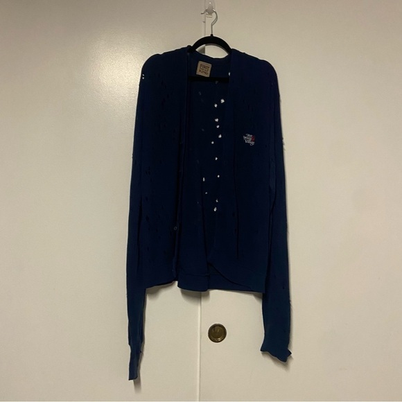 LF Furst of a Kind Women Distressed Sequin Elbow Cardigan Sweater O/S - Picture 1 of 8